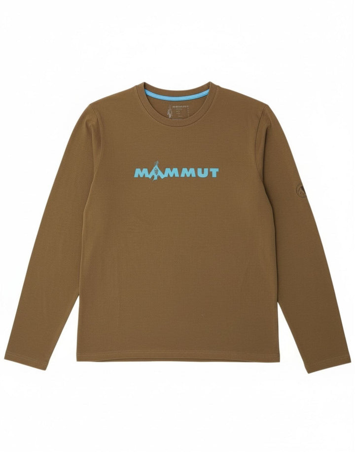 Męski top graficzny Mammut z długim rękawem, średni khaki, poliester