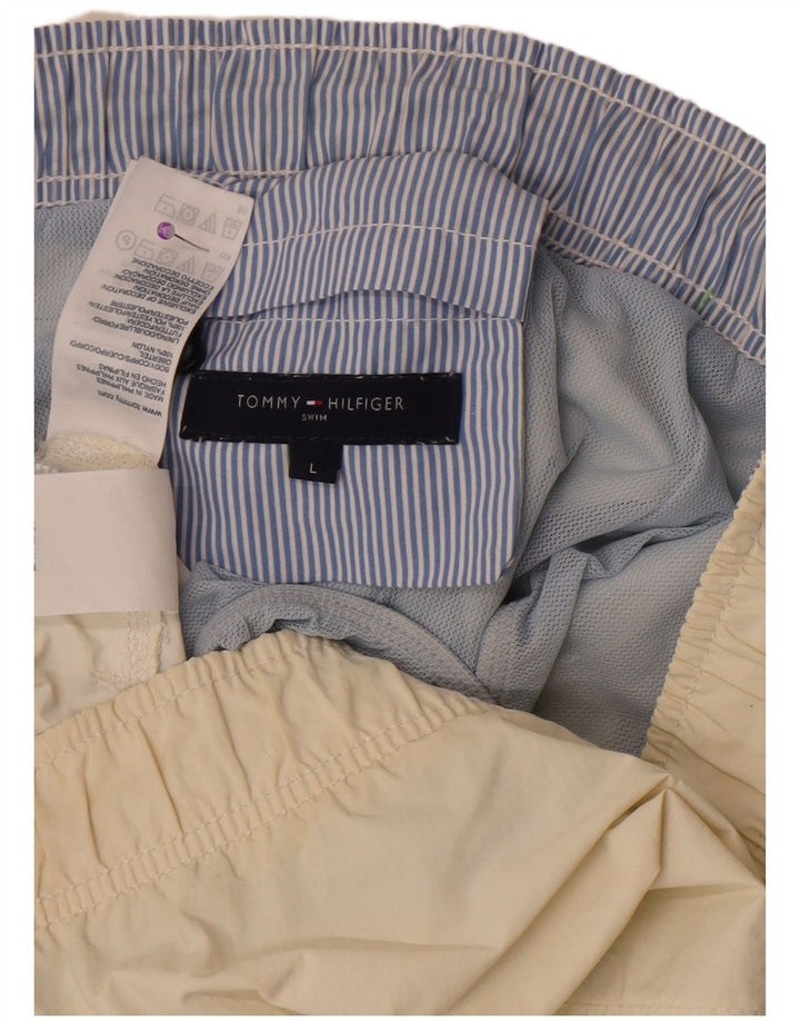 Męskie spodenki kąpielowe Tommy Hilfiger, duże, poliestrowe w kolorze złamanej bieli