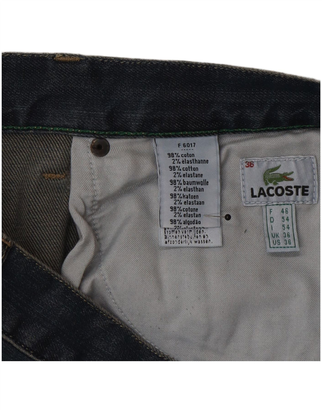 Lacoste Męskie Proste Dżinsy W36 L34 Niebieskie Bawełniane