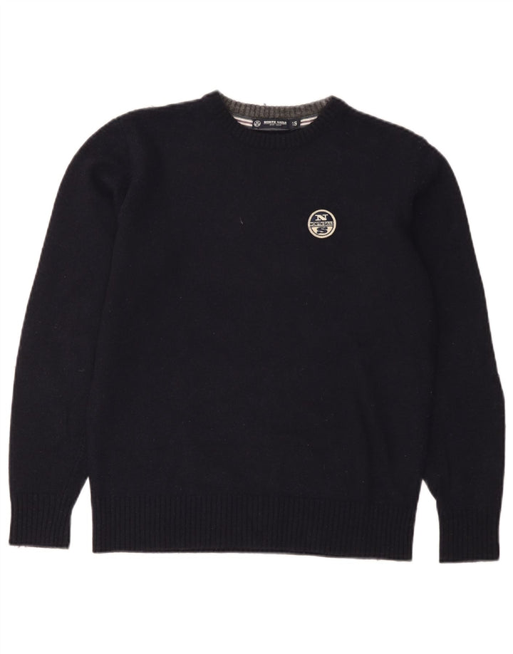Damski sweter z okrągłym dekoltem North Sails UK 10, mały, granatowy, wełniany