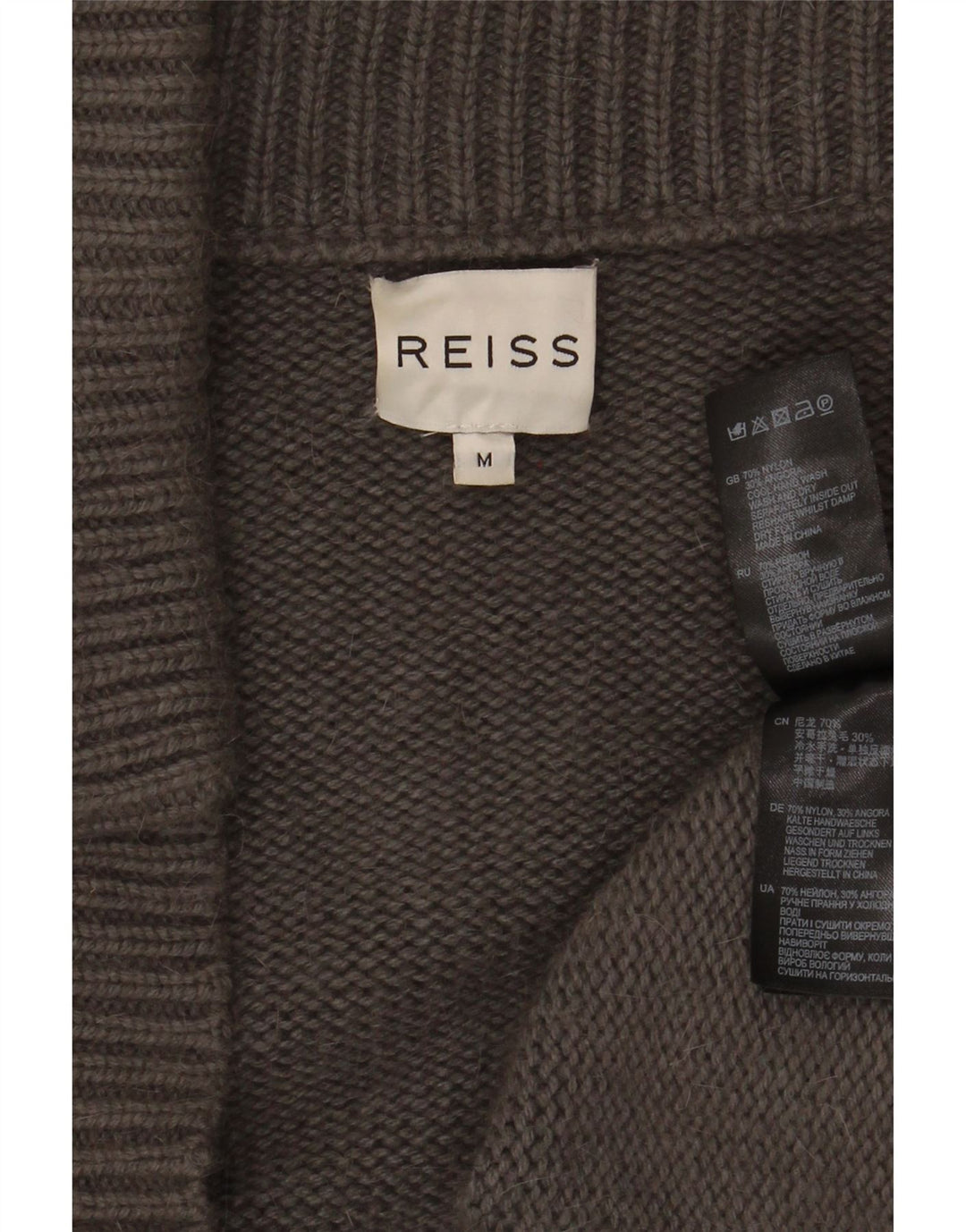 Sweter damski Reiss Open Cardigan UK 14 Średni szary nylon