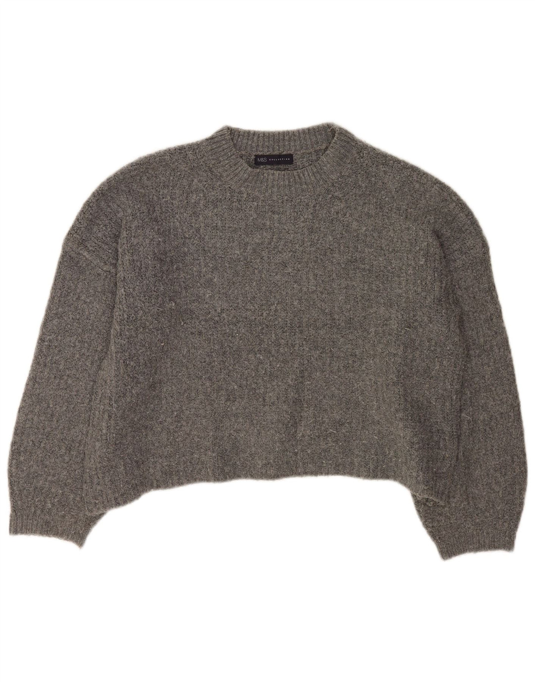 Marks & Spencer Damski sweter oversize z okrągłym dekoltem, UK 16, duży, szary
