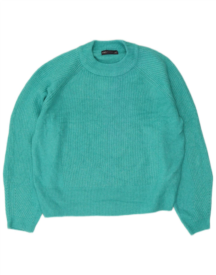 Marks & Spencer Damski sweter z okrągłym dekoltem, UK 14, średni niebieski akryl