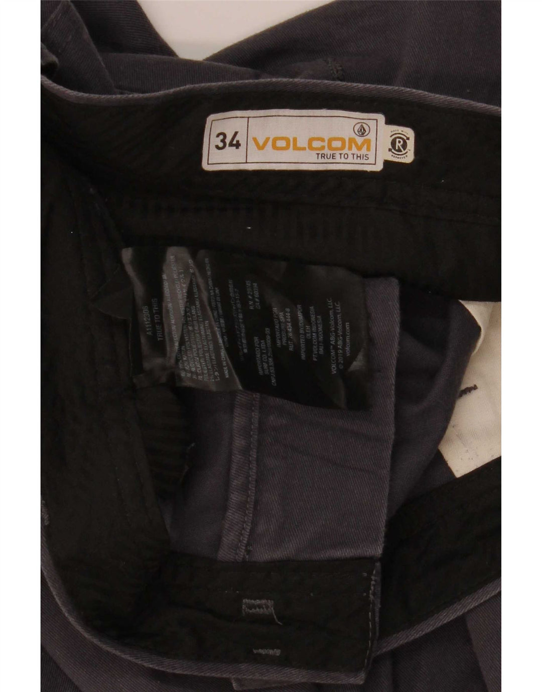 Męskie proste spodnie chino Volcom W34 L32 szara bawełna
