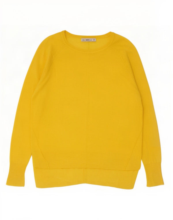 Zara Womens Boat Neck Jumper Sweater UK 14 Medium Yellow Viscose