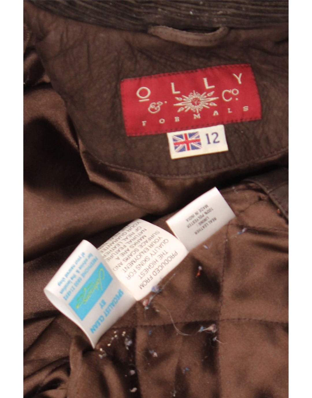 Olly & Co Damska kurtka skórzana oversize UK 12, średni brąz