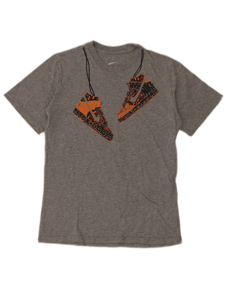 Chłopięcy T-shirt z grafiką Nike na 10-11 lat, średnioszary, bawełniany