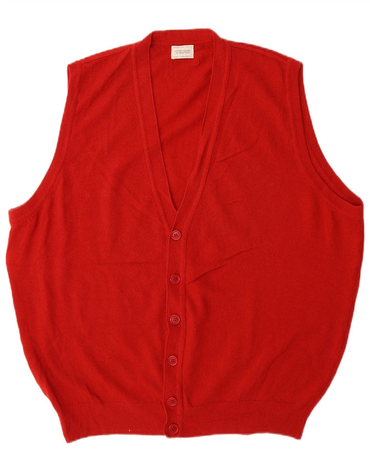Męski sweter bez rękawów Benetton, duży, czerwony, wełniany