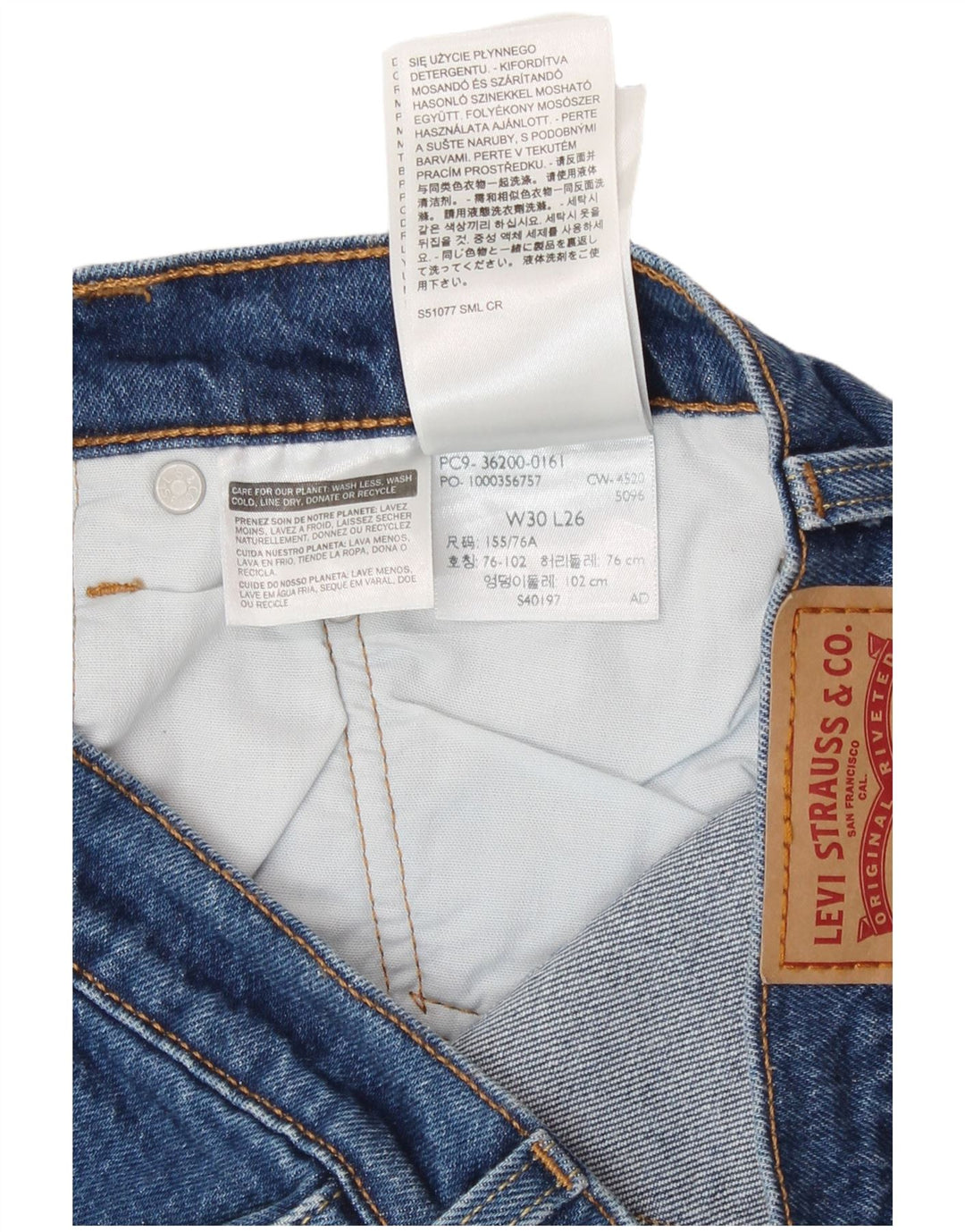 Damskie jeansy Levi's 501 Crop Straight W30 L26 Niebieskie bawełniane