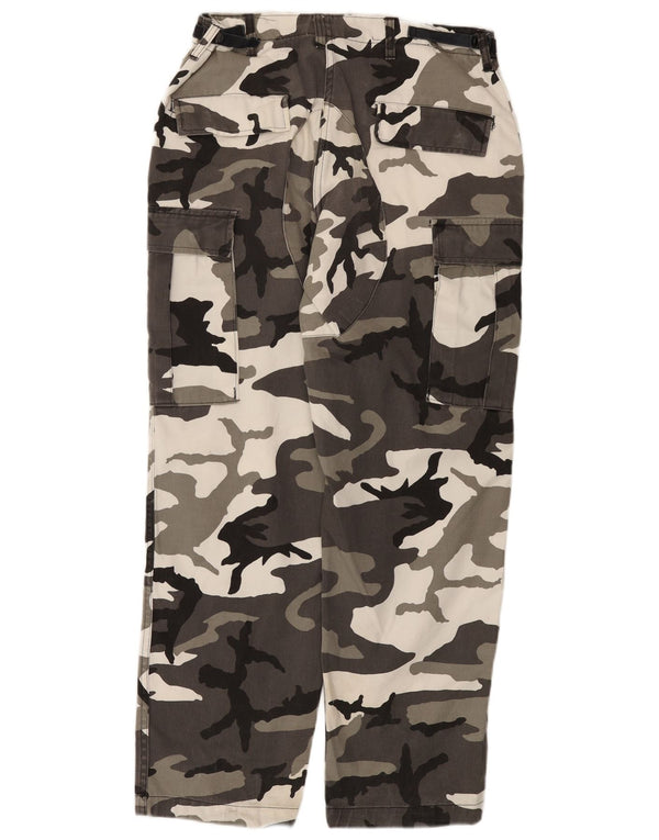 Męskie proste spodnie cargo w stylu vintage W32 L31 Szara bawełna w kamuflażu