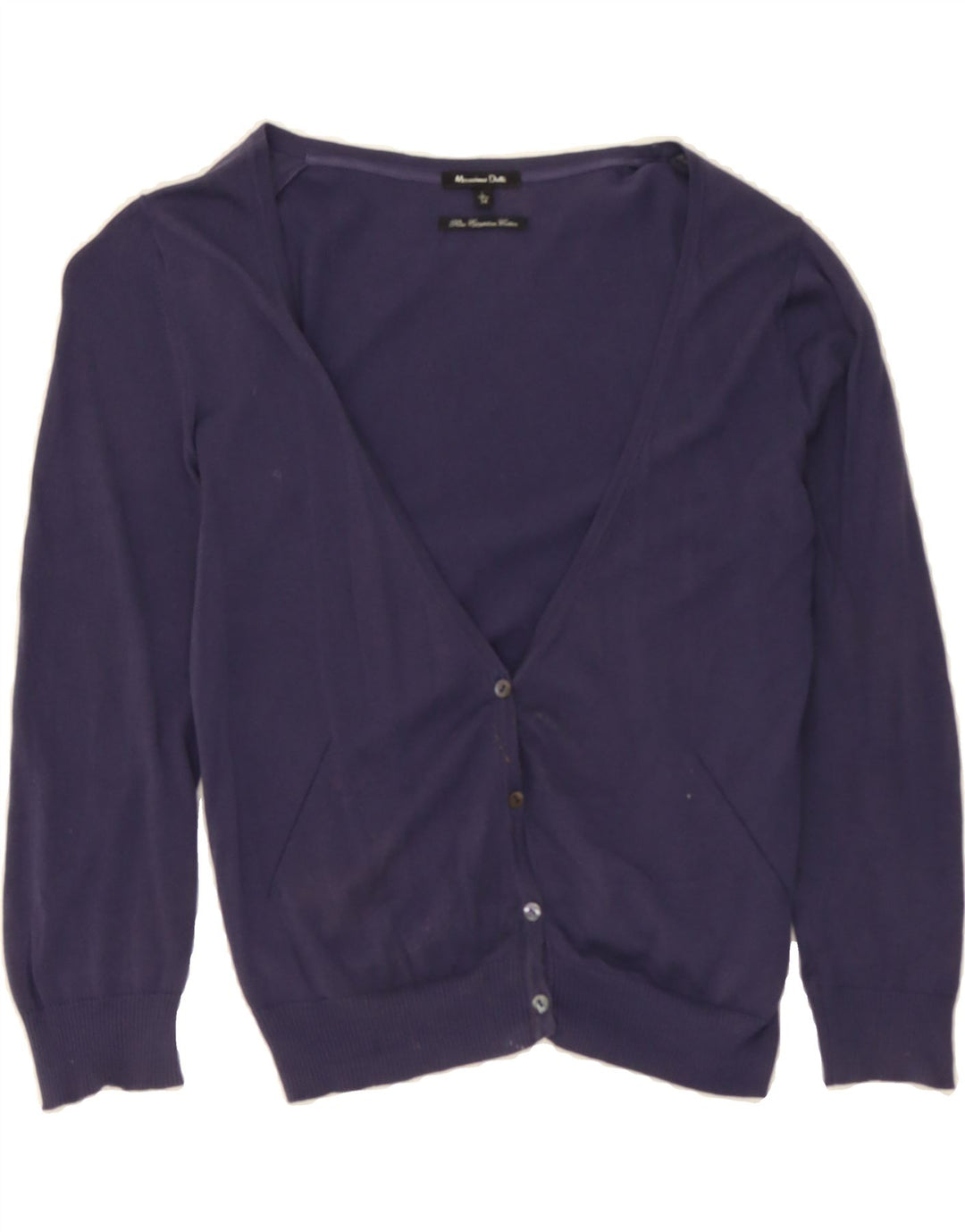 MASSIMO DUTTI Womens Crop Cardigan Sweater UK 16 Large Navy Blue Vintage Massimo Dutti and Second-Hand Massimo Dutti from Messina Hembry 