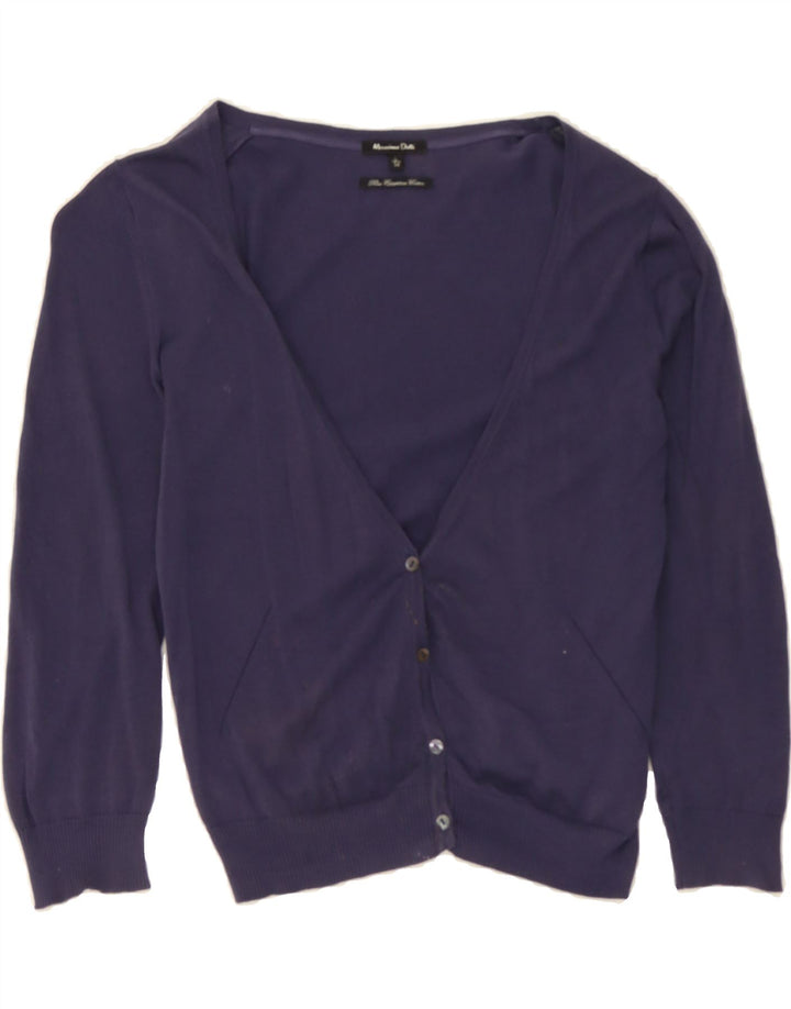 MASSIMO DUTTI Womens Crop Cardigan Sweater UK 16 Large Navy Blue Vintage Massimo Dutti and Second-Hand Massimo Dutti from Messina Hembry 