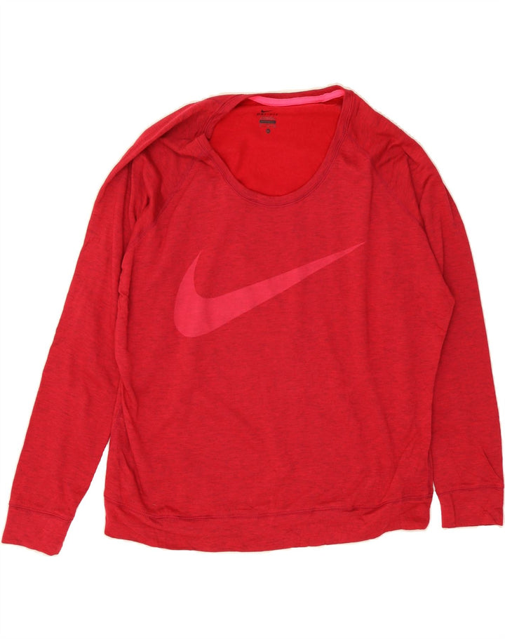 NIKE Womens Dri Fit Oversized Graphic Sweatshirt Jumper UK 18 XL Red Vintage Nike and Second-Hand Nike from Messina Hembry 