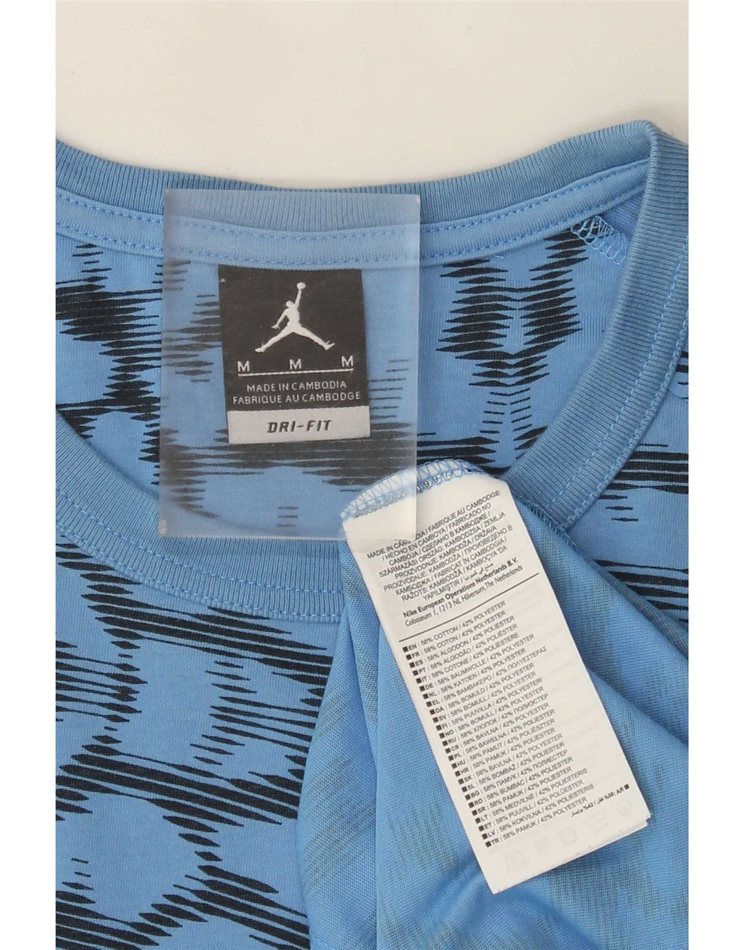 T-shirt męski Jordan Dri Fit z abstrakcyjnym wzorem Top, średni niebieski, bawełniany