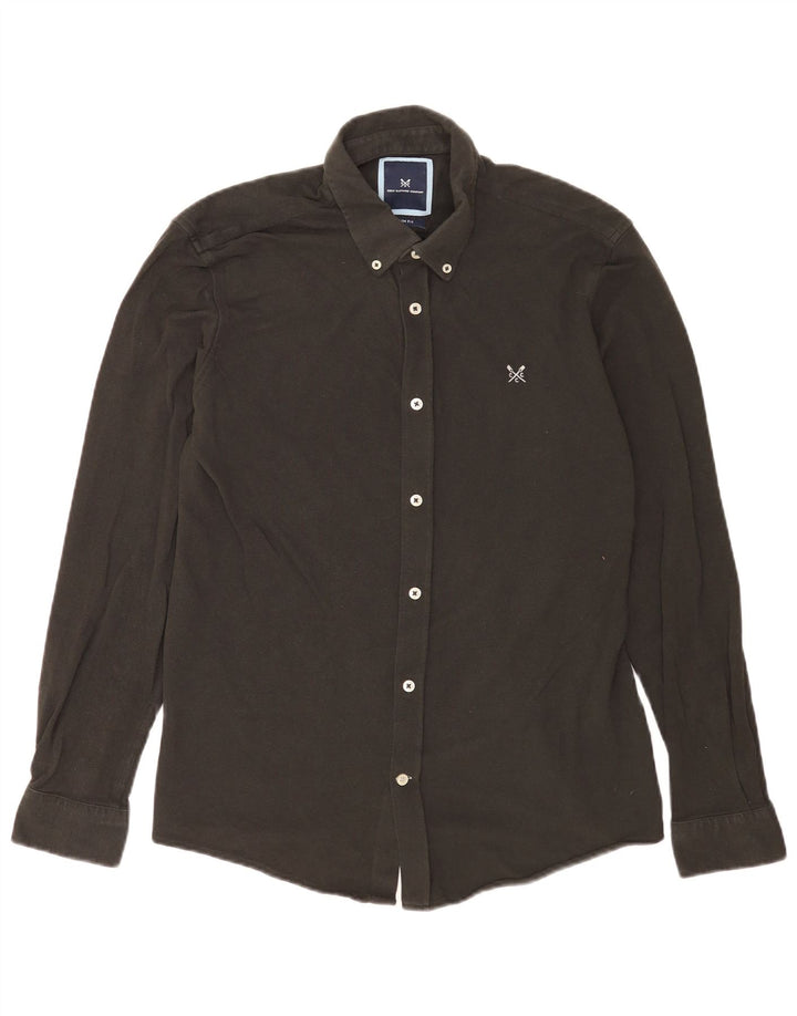 Crew Clothing Męska koszula slim fit, duża, czarna, bawełniana