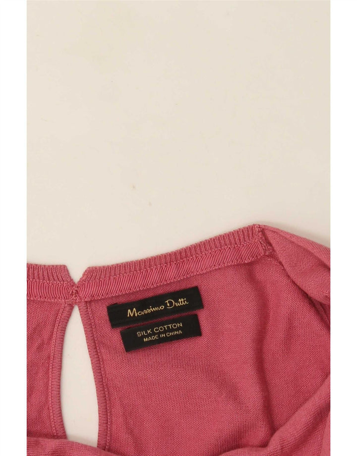 Damski top Massimo Dutti z długim rękawem UK 12, średni różowy jedwab