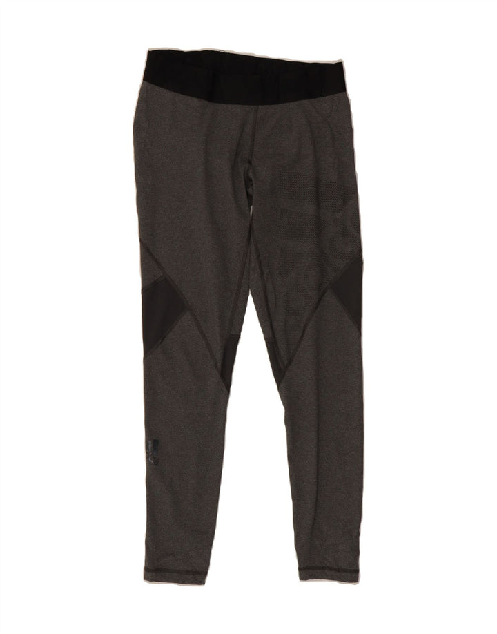 ADIDAS Womens Climacool Graphic Leggings UK 12/14 Medium  Grey Colourblock Vintage Adidas and Second-Hand Adidas from Messina Hembry 