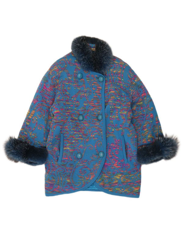 Damski płaszcz dwurzędowy STIZZOLI UK 20 2XL Niebieski Paisley