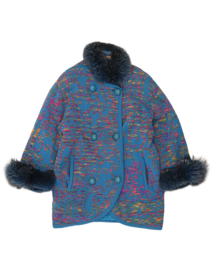 Damski płaszcz dwurzędowy STIZZOLI UK 20 2XL Niebieski Paisley