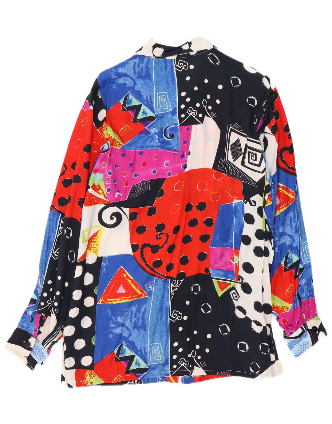 Damska bluzka koszulowa VINTAGE EU 44/46 XL Wielokolorowa patchworkowa wiskoza