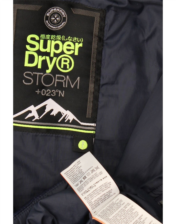 Męska ocieplana kurtka SUPERDRY z kapturem, grafiką, UK 42 XL, granatowa, nakrapiana