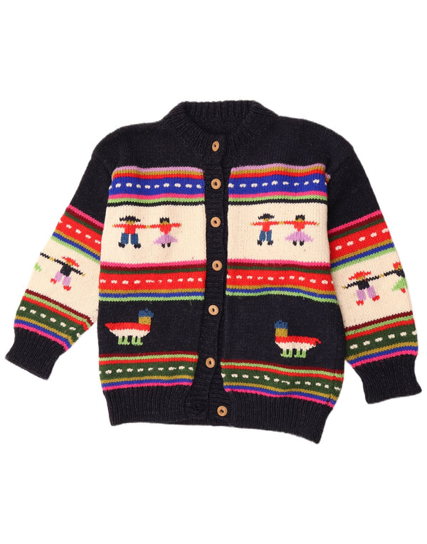 Sweter damski w stylu vintage, rozpinany, UK 14, duży, granatowy w paski