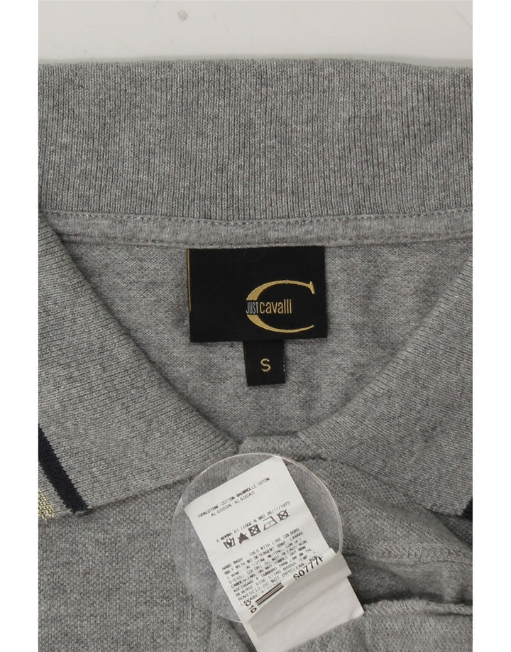 Damska koszulka polo z długim rękawem i grafiką JUST CAVALLI UK 10, mała, szara bawełna