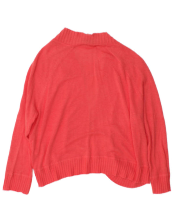 Hobbs Womens Crop Open Cardigan Sweater UK 12 Medium Pink Cotton