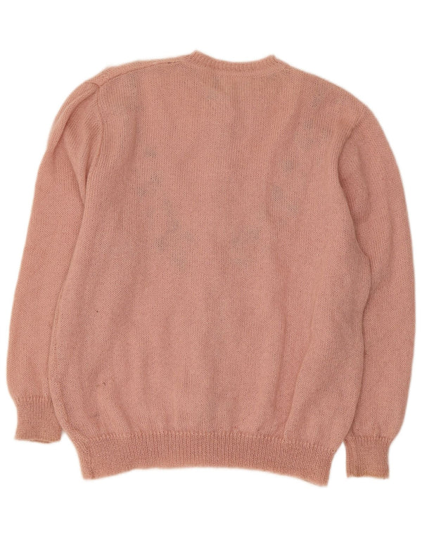 RICAMO A MANO Damski sweter kardigan IT 50 XL Różowy kwiatowy moher