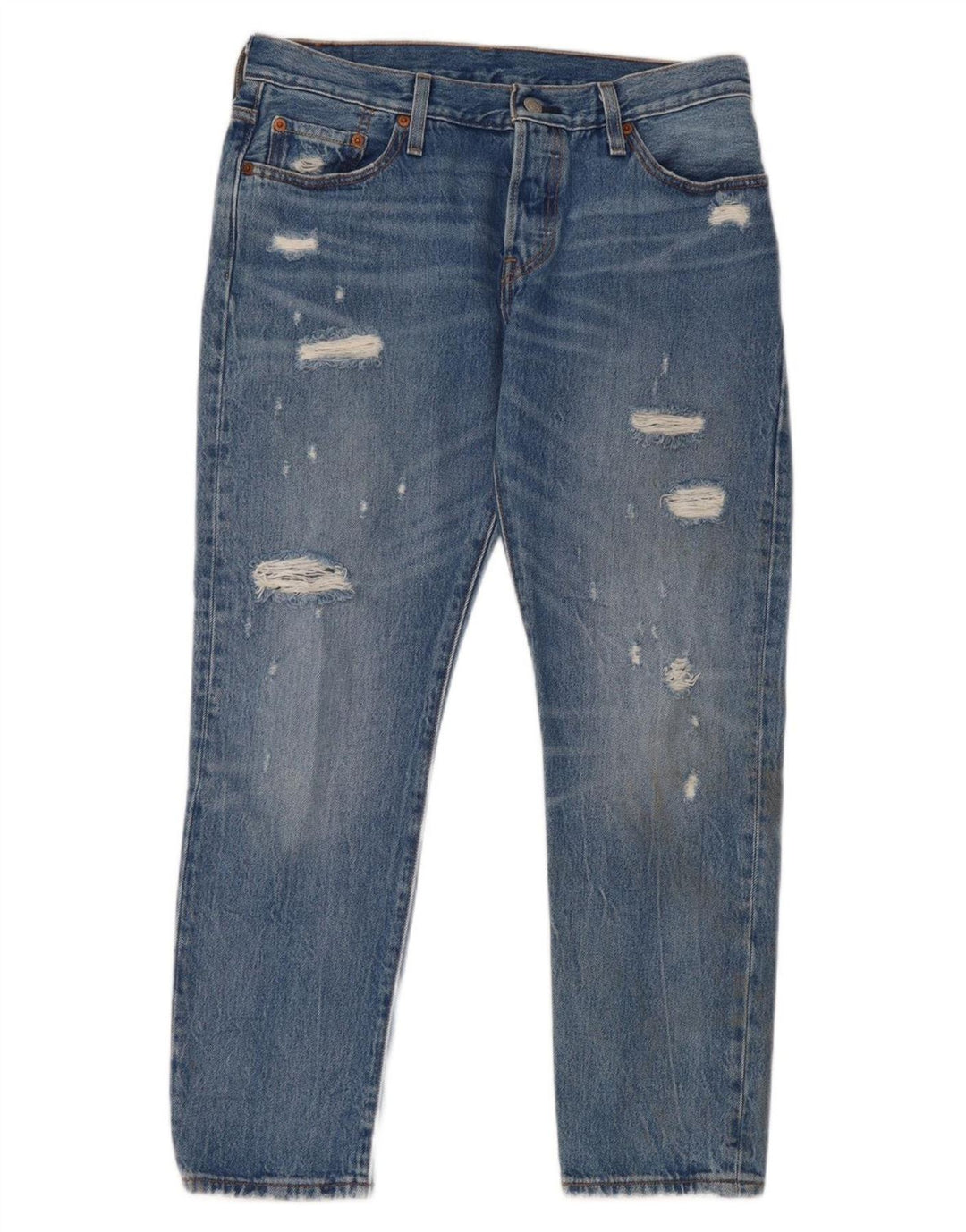 Damskie jeansy Levi's 501 w trudnej sytuacji W28 L32 Niebieska bawełna