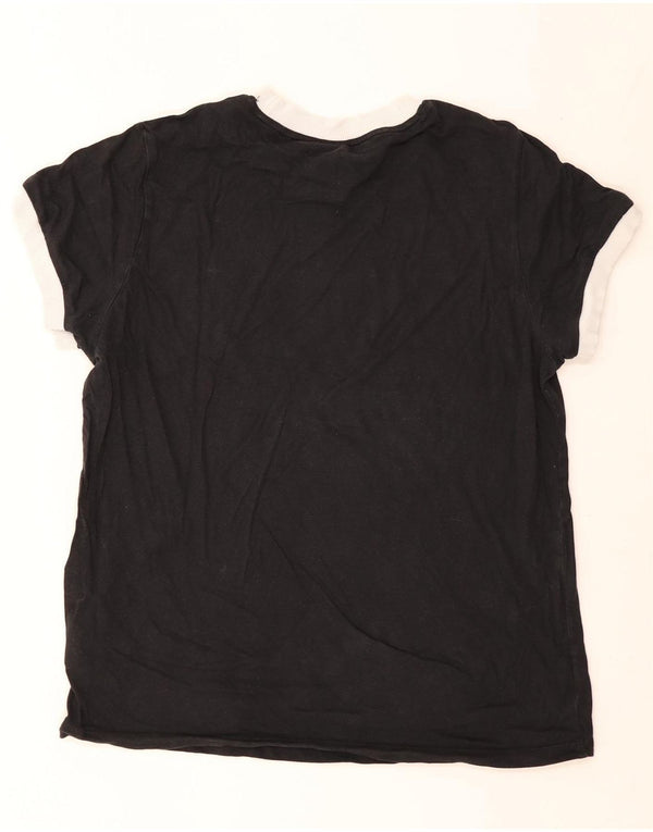 Adidas Womens T-Shirt Top UK 14 Large Black Cotton