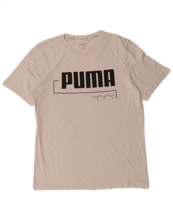 Męska koszulka z grafiką Puma, mała, biała, bawełniana