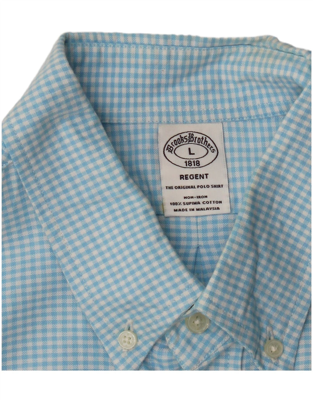 BROOKS BROTHERS Męska koszula Regent, duża, niebieska bawełniana kratka