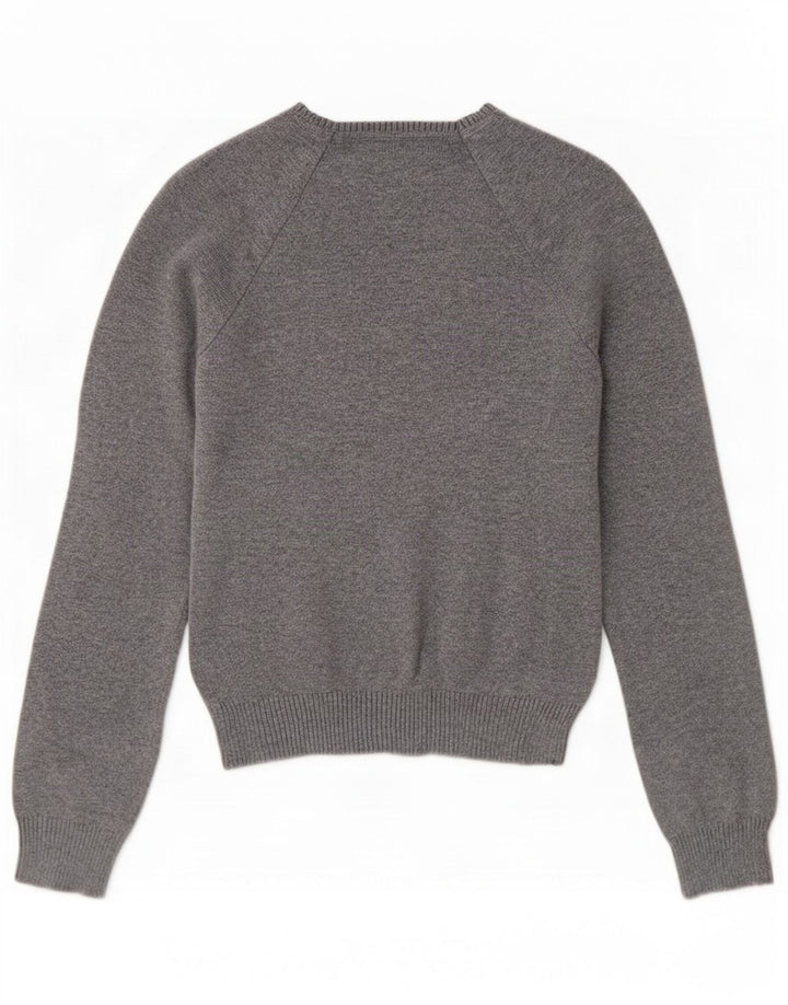 Damski sweter Zara z dekoltem w kształcie litery V, mały, szary, bawełniany