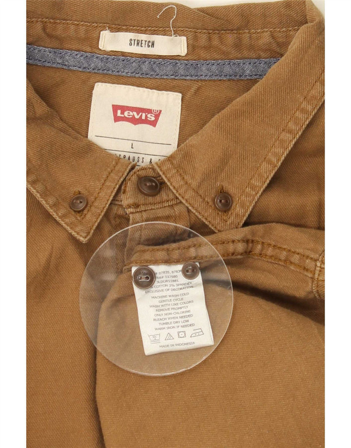 Koszula męska Levi's ze stretchem, duża, beżowa, bawełniana