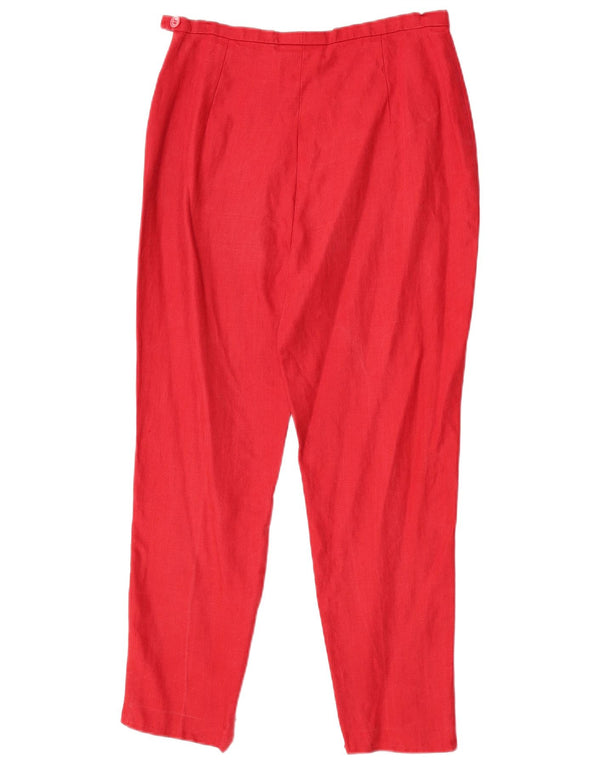 Damskie zwężane spodnie codzienne Max Mara UK 12 Medium W28 L27 Czerwone lniane