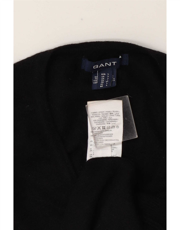 Sweter damski Gant z dekoltem w kształcie litery V, UK 14, duży, czarny, wełniany
