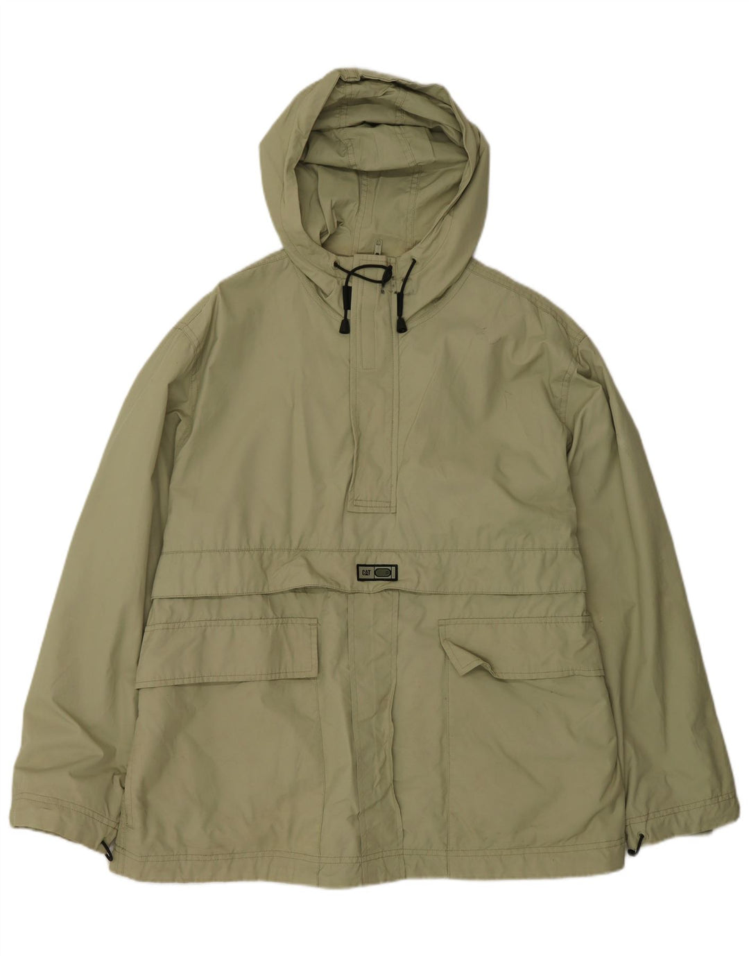 Męska kurtka Anorak z kapturem CAT UK 40, duża, bawełniana khaki