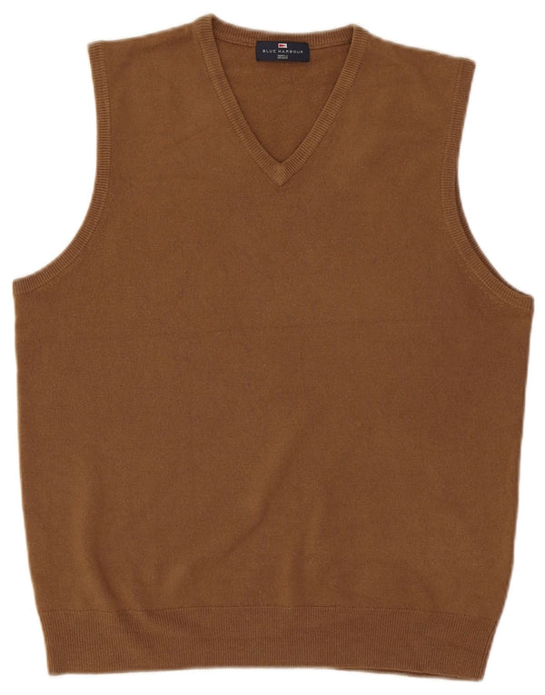 Marks & Spencer Mens Blue Harbour Vest Tank Top Medium Beige Acrylic
