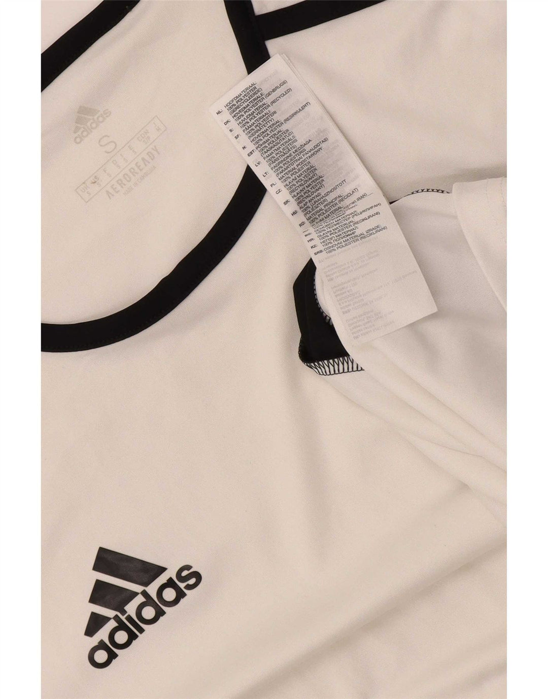 Męska koszulka Adidas Aeroready Top, mała, biała, poliestrowa z blokami kolorów