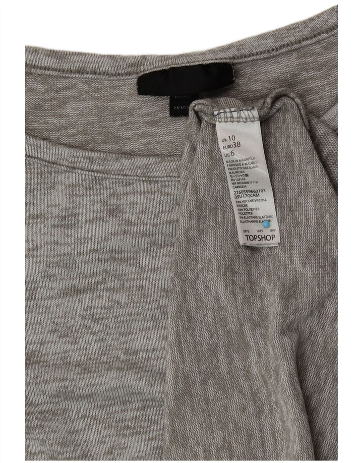 Topshop damski top z długim rękawem UK 10 Small, szara, nakrapiana wiskoza