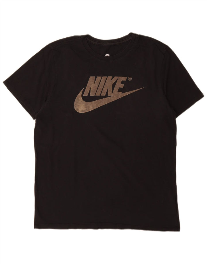 Męski T-shirt Nike o sportowym kroju z grafiką, średni czarny, bawełniany