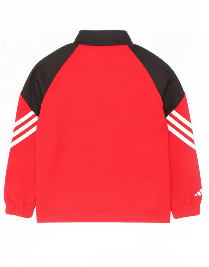 Chłopięcy dres Adidas z zamkiem błyskawicznym na szyi, 5-6 lat XS, czerwony, blok kolorów