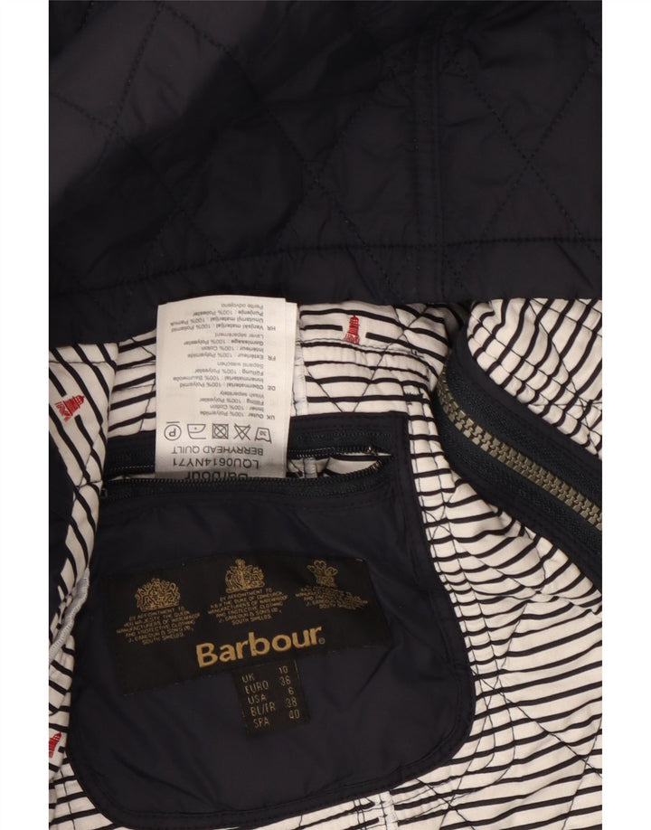 Damska pikowana kurtka BARBOUR UK 10, mała, granatowa, poliamid