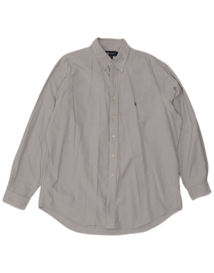 RALPH LAUREN Mens Yarmouth Shirt Size 17 XL Blue Pinstripe Cotton