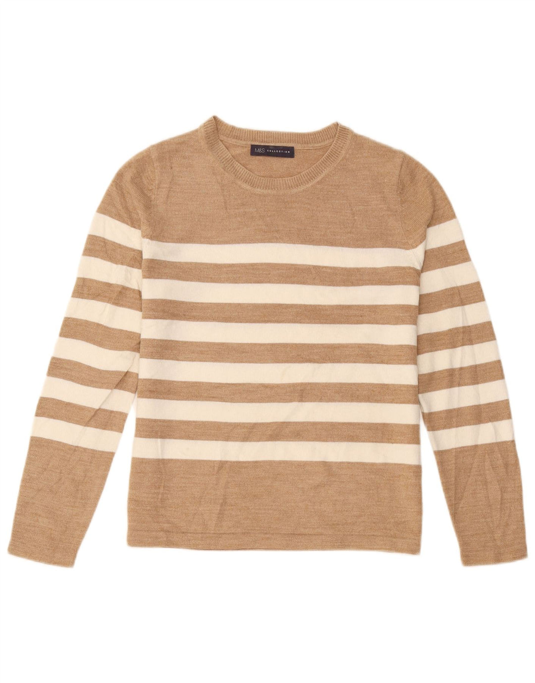 Marks & Spencer Damski sweter z dekoltem w łódkę UK 12 w średnie beżowe paski