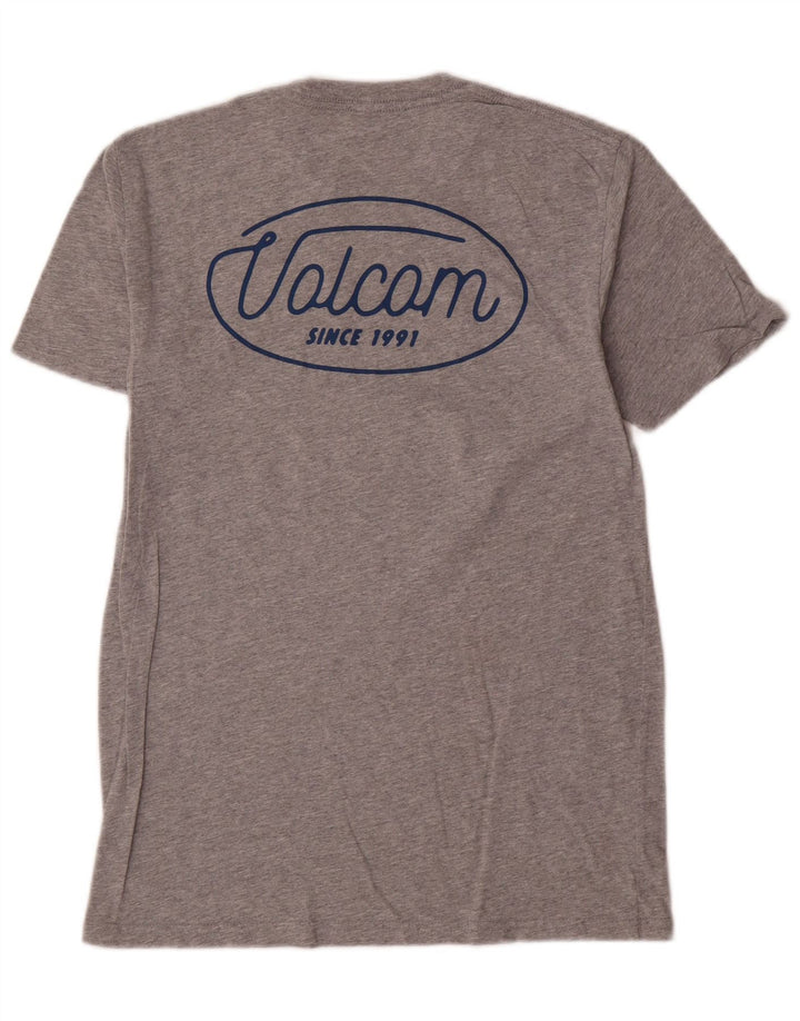 Męska koszulka z grafiką Volcom, mała, szara, nakrapiana bawełna