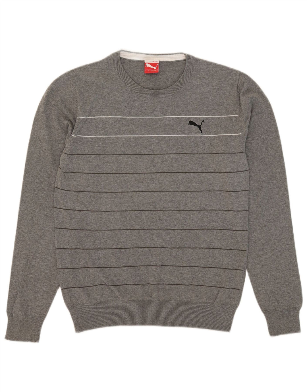Męski sweter Puma z okrągłym dekoltem i średnimi szarymi paskami