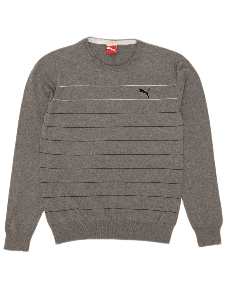 Męski sweter Puma z okrągłym dekoltem i średnimi szarymi paskami