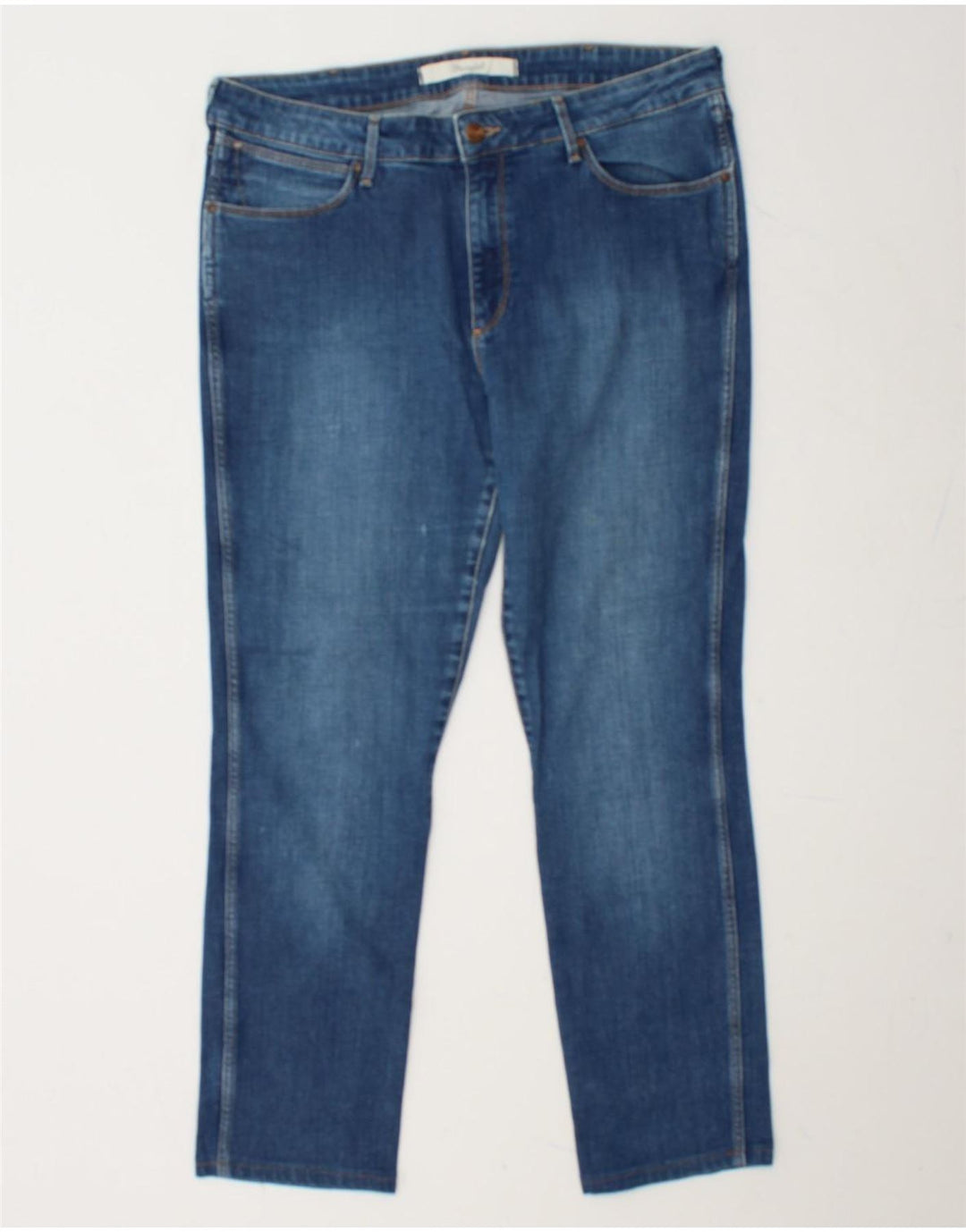 WRANGLER Womens Evalyn Straight Jeans W34 L27 Navy Blue Cotton